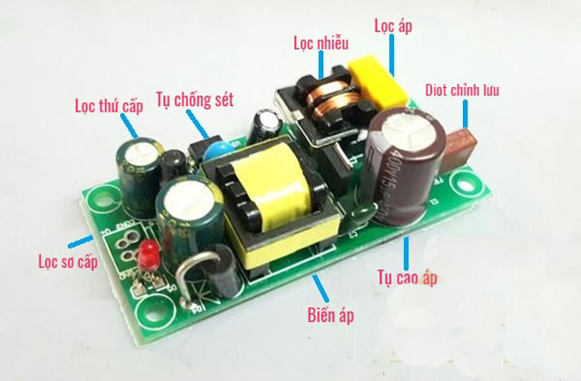 Cấu tạo chấn lưu điện tử sử dụng trong hệ thống đèn led