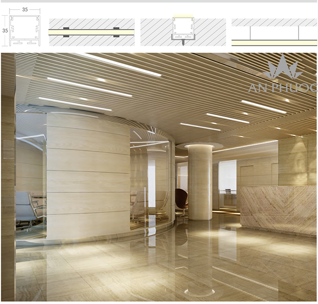 Ứng dụng đèn LED thanh nhôm chiếu sáng trần nhà