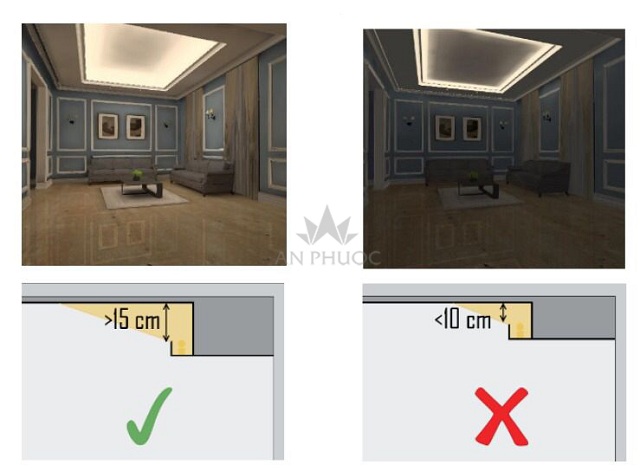 Khoảng cách khe trần quá hẹp để lắp đèn hắt trần