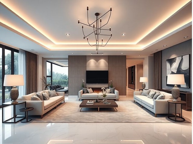 Giải pháp thiết kế chiếu sáng phòng khách hiện đại, thông minh
