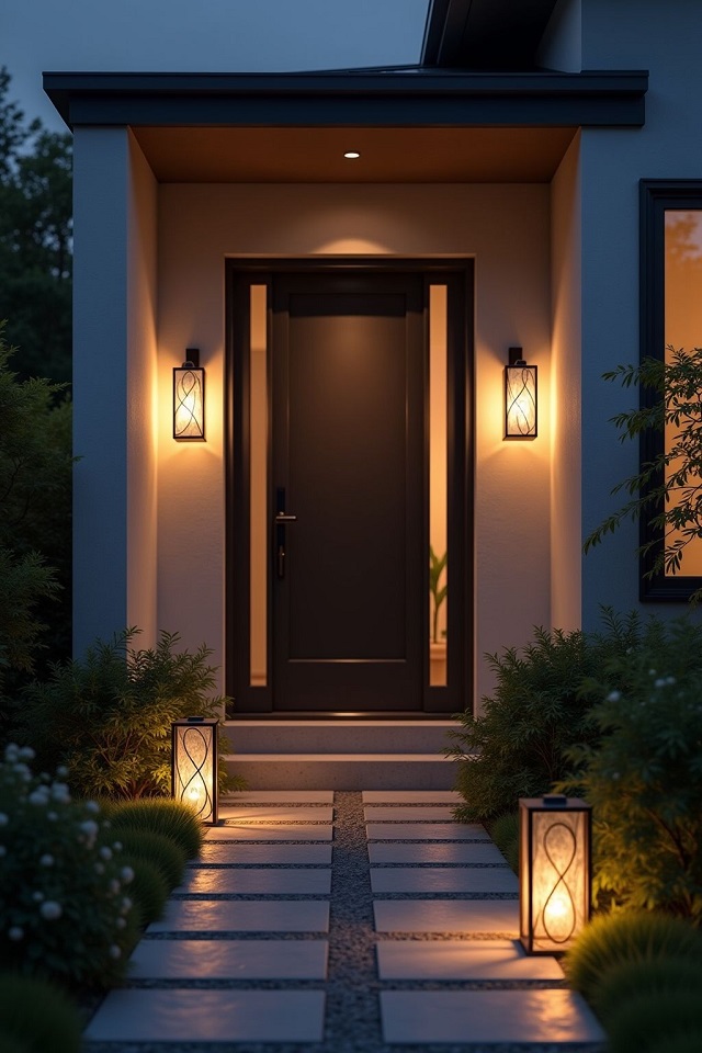 25+ Ý tưởng chiếu sáng – decor đèn trước cửa nhà đẹp, thịnh hành